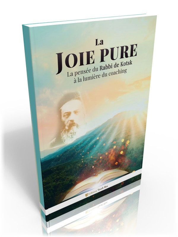 Couverture du livre La Joie Pure avec portrait du Rabbi de Kotsk, paysage et lumière inspirante