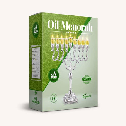 Précommande - Hanoukia à l'huile sur pied, en métal plaqué argent, 35 cm - Bayit Tova