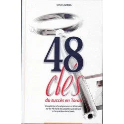 Couverture livre '48 clés du succès en Torah' avec chiffres et éléments graphiques blancs et rouges