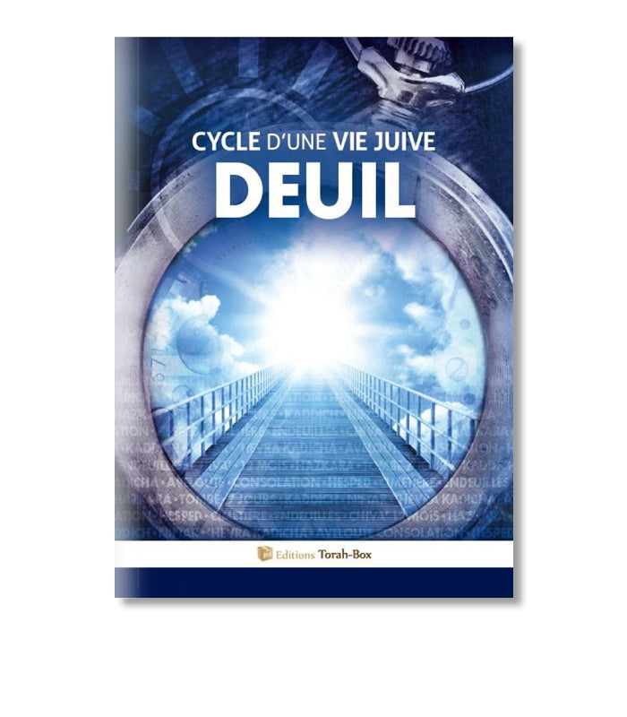 Couverture du livre 'Cycle d'une vie juive : Deuil' avec une montre ancienne et un pont menant vers une lumière céleste