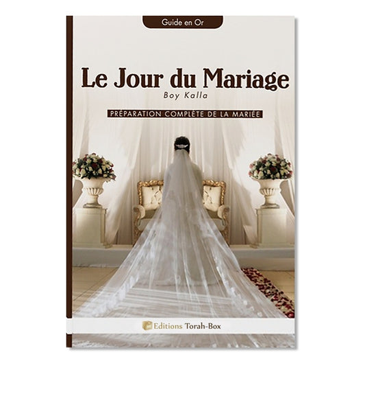 Couverture de livre montrant une mariée de dos en robe blanche avec voile long, déco florale élégante