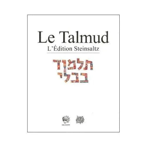 Couverture blanche du livre Le Talmud, Édition Steinsaltz avec texte hébreu coloré